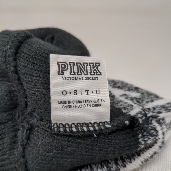 PINK Victoria's Secret Beanie Hat Multicolor One Size Knitted Pom Pom Acrylic - Picture 10 of 10